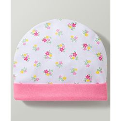 Babyhug 100% Cotton Interlock Knit Cap Mittens & Booties With Floral Print Multicolor - Diameter 17.5 cm