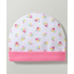 Babyhug 100% Cotton Interlock Knit Cap Mittens & Booties With Floral Print Multicolor - Diameter 17.5 cm