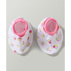 Babyhug 100% Cotton Interlock Knit Cap Mittens & Booties With Floral Print Multicolor - Diameter 17.5 cm