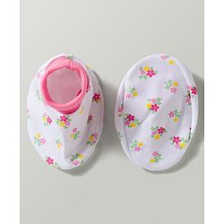 Babyhug 100% Cotton Interlock Knit Cap Mittens & Booties With Floral Print Multicolor - Diameter 17.5 cm