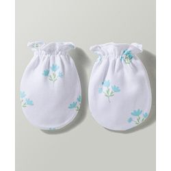 Babyhug 100% Cotton Interlock Knit Mittens & Booties With Floral Print - Multicolor