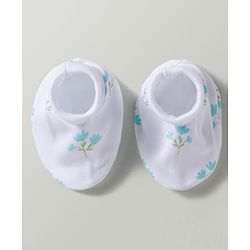 Babyhug 100% Cotton Interlock Knit Mittens & Booties With Floral Print - Multicolor