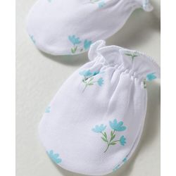 Babyhug 100% Cotton Interlock Knit Mittens & Booties With Floral Print - Multicolor