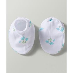 Babyhug 100% Cotton Interlock Knit Mittens & Booties With Floral Print - Multicolor