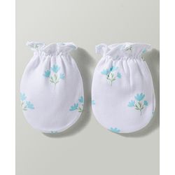 Babyhug 100% Cotton Interlock Knit Mittens & Booties With Floral Print - Multicolor