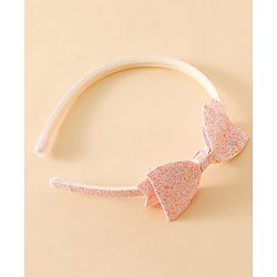 Babyhug Hair Band With Glitter Bow Applique -Pink
