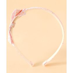 Babyhug Hair Band With Glitter Bow Applique -Pink