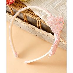 Babyhug Hair Band With Glitter Bow Applique -Pink