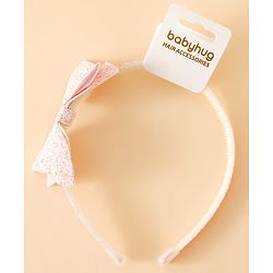 Babyhug Hair Band With Glitter Bow Applique -Pink