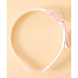 Babyhug Hair Band With Glitter Bow Applique -Pink