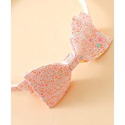 Babyhug Hair Band With Glitter Bow Applique -Pink