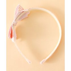 Babyhug Hair Band With Glitter Bow Applique -Pink