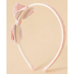 Babyhug Hair Band With Glitter Bow Applique -Pink
