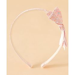 Babyhug Hair Band With Glitter Bow Applique -Pink