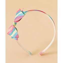 Babyhug Hair Band With Bow Applique - Pink and Blue