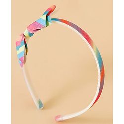 Babyhug Hair Band With Bow Applique - Pink and Blue