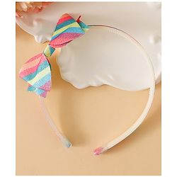 Babyhug Hair Band With Bow Applique - Pink and Blue