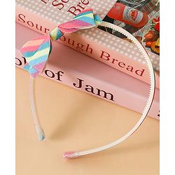 Babyhug Hair Band With Bow Applique - Pink and Blue