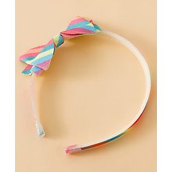 Babyhug Hair Band With Bow Applique - Pink and Blue