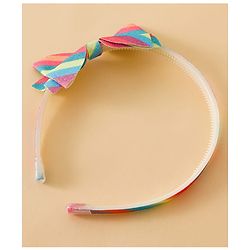 Babyhug Hair Band With Bow Applique - Pink and Blue
