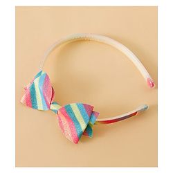 Babyhug Hair Band With Bow Applique - Pink and Blue