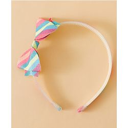 Babyhug Hair Band With Bow Applique - Pink and Blue