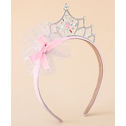 Babyhug Free Size Hair Bands With Embellished Bow Applique - Pink