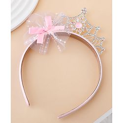 Babyhug Free Size Hair Bands With Embellished Bow Applique - Pink