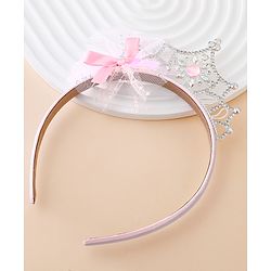 Babyhug Free Size Hair Bands With Embellished Bow Applique - Pink