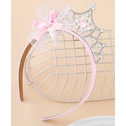 Babyhug Free Size Hair Bands With Embellished Bow Applique - Pink