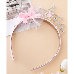 Babyhug Free Size Hair Bands With Embellished Bow Applique - Pink