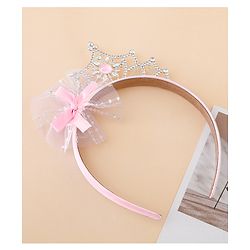 Babyhug Free Size Hair Bands With Embellished Bow Applique - Pink
