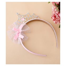 Babyhug Free Size Hair Bands With Embellished Bow Applique - Pink