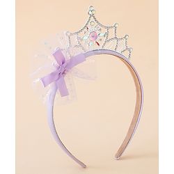 Babyhug Free Size Hair Bands With Embellished Bow Applique - Purple