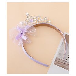 Babyhug Free Size Hair Bands With Embellished Bow Applique - Purple