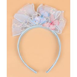 Babyhug Hair Band With Bow Applique - Blue