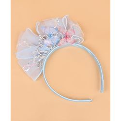 Babyhug Hair Band With Bow Applique - Blue