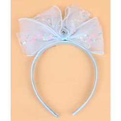 Babyhug Hair Band With Bow Applique - Blue