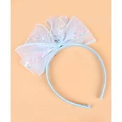 Babyhug Hair Band With Bow Applique - Blue