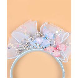 Babyhug Hair Band With Bow Applique - Blue