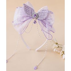 Babyhug Free Size Hair Bands With Pearl Detailing Bow Applique - Purple