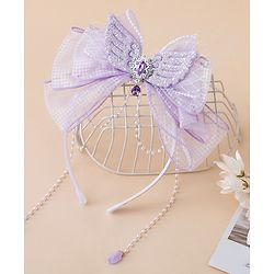 Babyhug Free Size Hair Bands With Pearl Detailing Bow Applique - Purple