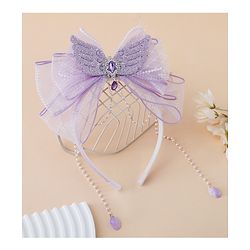 Babyhug Free Size Hair Bands With Pearl Detailing Bow Applique - Purple
