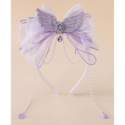 Babyhug Free Size Hair Bands With Pearl Detailing Bow Applique - Purple