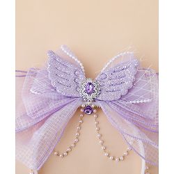 Babyhug Free Size Hair Bands With Pearl Detailing Bow Applique - Purple
