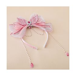Babyhug Free Size Hair Bands With Pearl Detailing Bow Applique - Pink