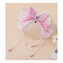 Babyhug Free Size Hair Bands With Pearl Detailing Bow Applique - Pink
