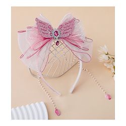 Babyhug Free Size Hair Bands With Pearl Detailing Bow Applique - Pink