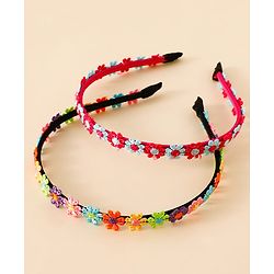 Babyhug Floral Applique Detailed Hair Band Pack of 2 - Red and Blue