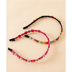 Babyhug Floral Applique Detailed Hair Band Pack of 2 - Red and Blue
